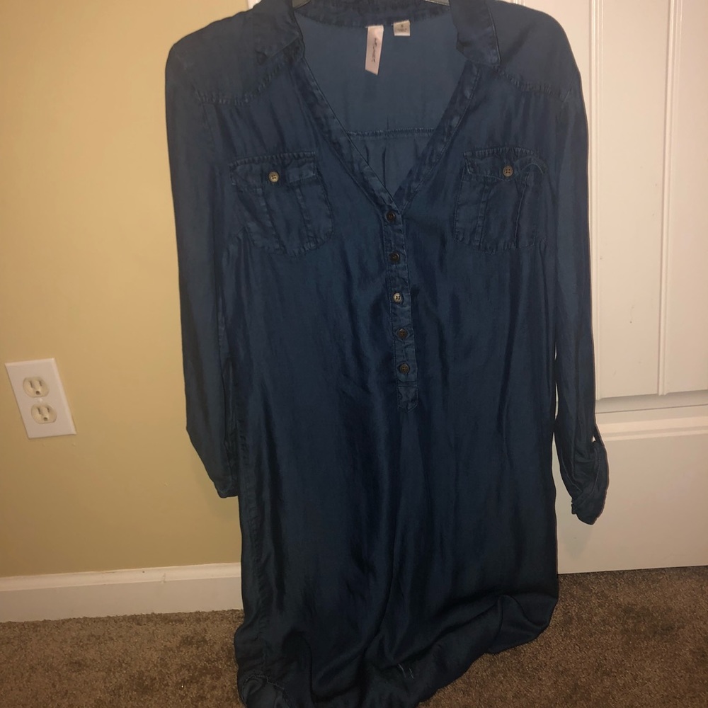 Button up dark blue dress